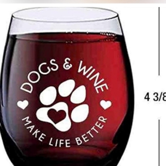 Stemless Wine Glass for Dog Lovers with Paw Print - Picture 4 of 5